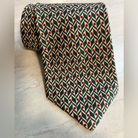BROOKS BROTHERS Neck Tie subtle Beige Green Red - Picture 3 of 6